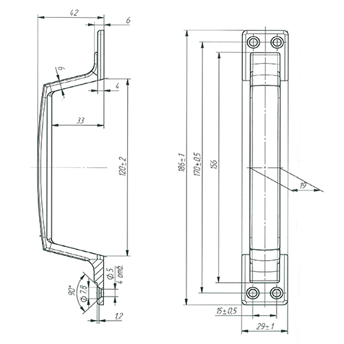 Ручка скоба РС-100, золото, ОМЕГА, 1/50