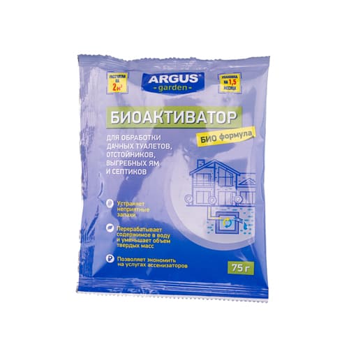 Средство для выгребных ям, септиков, дачных туалетов 75 гр ARGUS GARDEN, 1/35