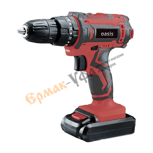 Дрель-шуруповерт аккумулятор 14V OASIS ASB-14S, щеточный, безударн. , Li-ion, акк. 2, быстрозажим, 1/10