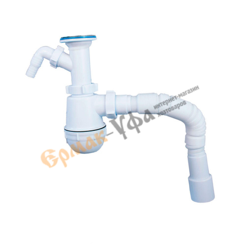 Сифон 1 1/2 40*50 АНИ ГРОТ А2010 с отводом для стиральной машины, с гофрой, 1/25