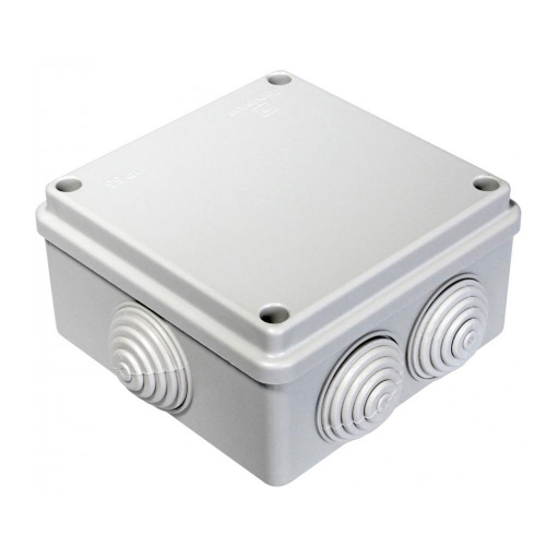 Коробка распаяч. для открыт. проводки 100*100*50мм, квад. , 8 входов, гермовводы, IP4, 5/60