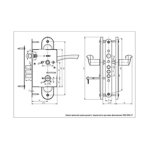 Замок врезной 3В9. 009/17, серебро, 1/10