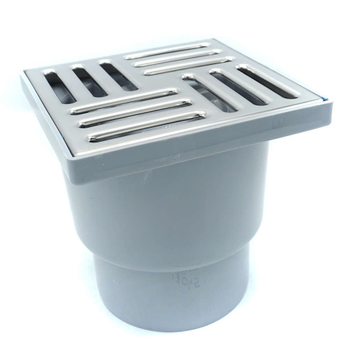 Трап с вертик. спуском 110 АНИ ТА1212 не регулируемый, нерж. решетка 150*150, 1/8