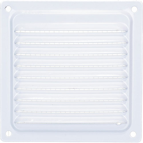 Решетка вентиляционная 100х100мм металлическая с сеткой 100x100ВРС, 0,7мм белая Эвент, 1/13