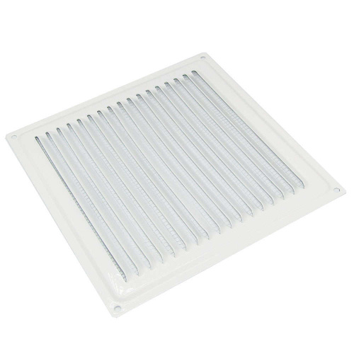 Решетка вентиляционная 200х200мм металлическая с сетк 200x200ВРС, белая 0,7х20х20 Эвент, 1/13