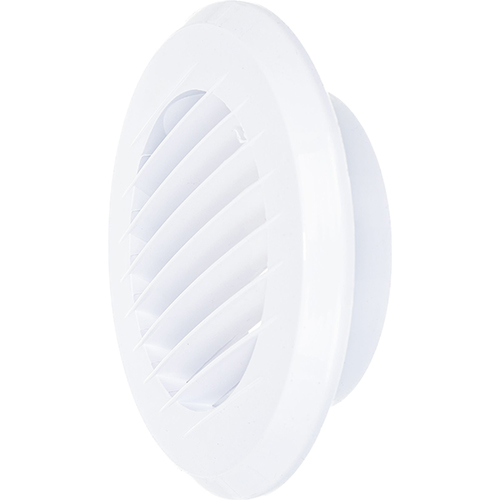 Решетка вентиляционная 145х145мм пластмасс кругл с фланцем Д=100 ПКР 145/100 белый 4см АВС Эвент, 1/70