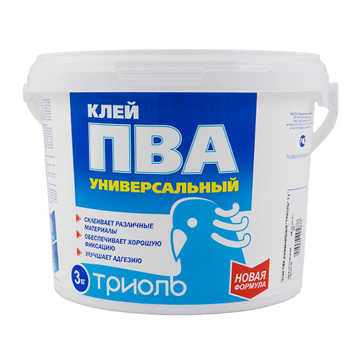 Клей ПВА 3кг, ТРИОЛЬ, ГОСТ усиленный универсальный, 4/4