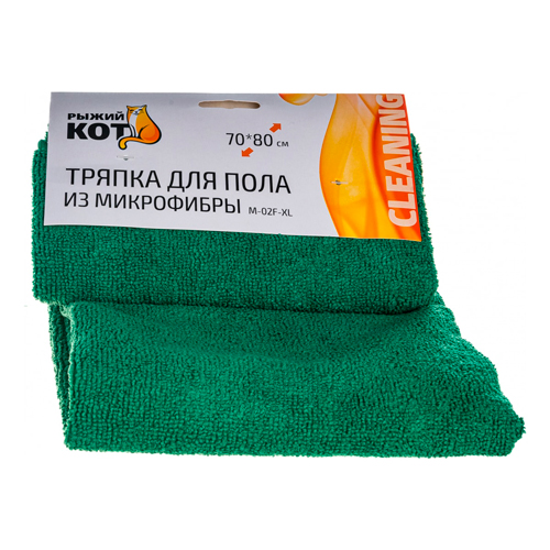 Тряпка для пола из микрофибры 70х80см Рыжий кот цвет:зеленый, 2/50