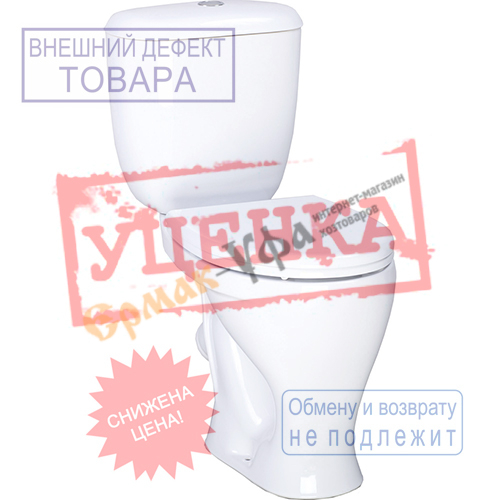 Унитаз-компакт Воротынский, бел. антивспл., косой выпуск нижний подвод, +арм, крепл., сид, Воротынск УЦЕНКА, скол на бачке и крышке бачка