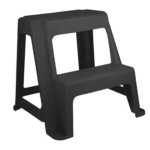 Табурет пластмассовый универсальный со ступенькой, черный, 1/1