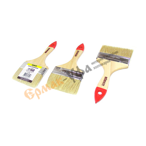 Кисть плоская 100мм БИБЕР 31116 4 натур. щетина, дерев. ручка, 12/240