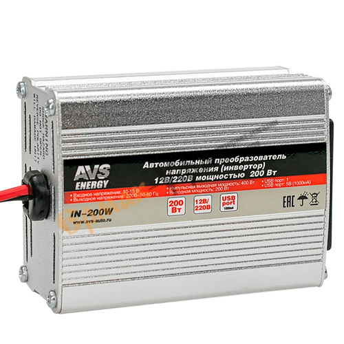 Преобразователь напряж. 12V/220V 200Вт IN-200W, 1/20