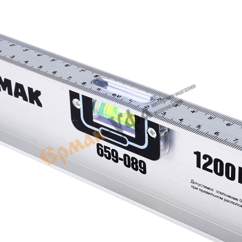 Уровень 1200мм РЕЛЬС алюминиевый, 3 глазка, 1/30